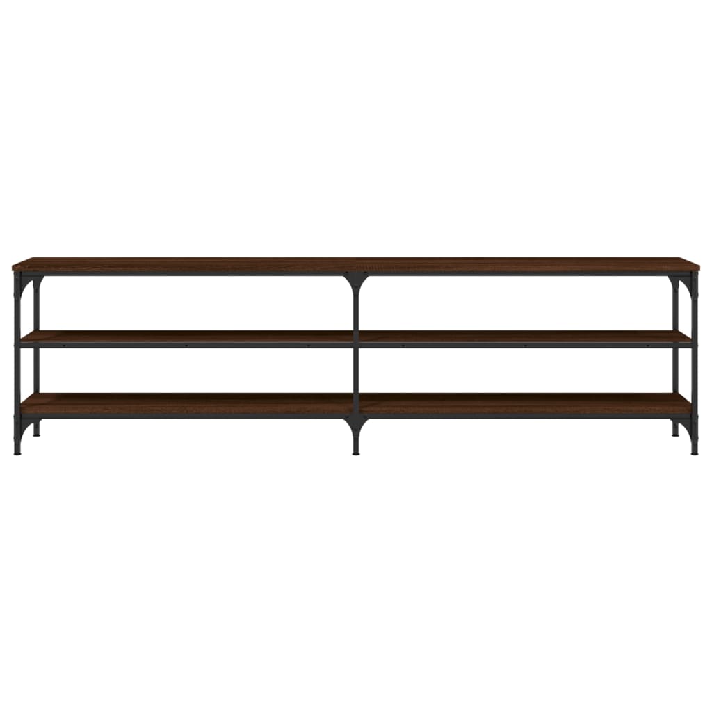 Tv-Meubel 80X30X50 Cm Bewerkt Hout Metaal Bruin Eikenkleur Bruineiken
