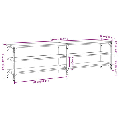 Tv-Meubel 80X30X50 Cm Bewerkt Hout Metaal Bruin Eikenkleur Bruineiken