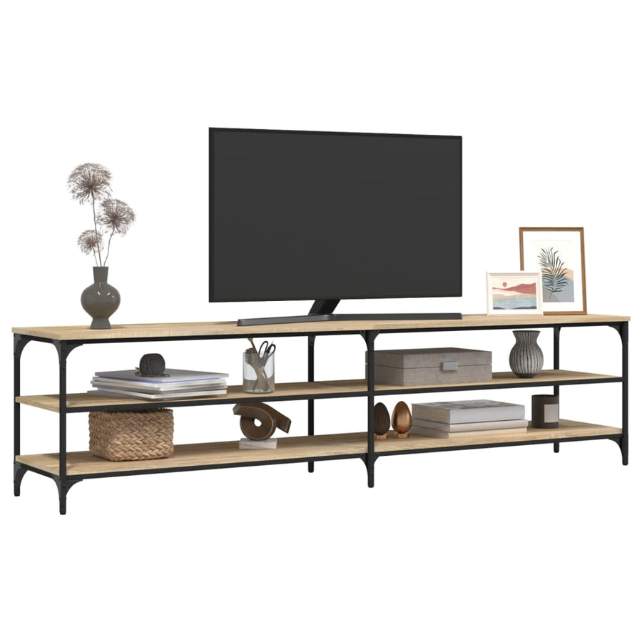 Tv-Meubel 200X30X50 Cm Bewerkt Hout Metaal Kleurig Sonoma eiken