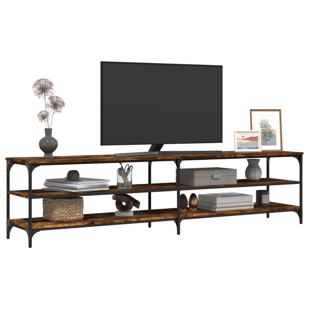 Tv-Meubel 200X30X50 Cm Bewerkt Hout Metaal Kleurig Gerookt eiken