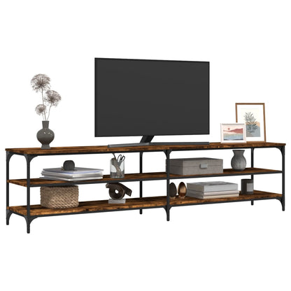 Tv-Meubel 200X30X50 Cm Bewerkt Hout Metaal Kleurig Gerookt eiken