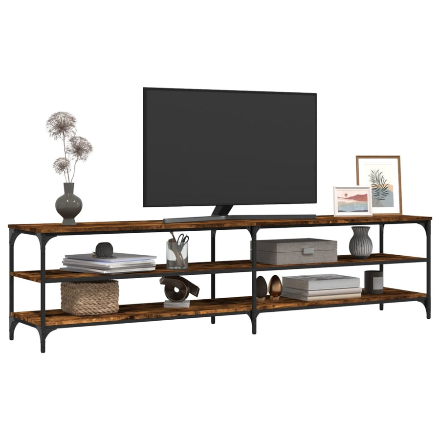 Tv-Meubel 200X30X50 Cm Bewerkt Hout Metaal Kleurig Gerookt eiken