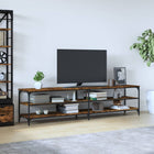 Tv-meubel 200x30x50 cm bewerkt hout metaal gerookt eiken