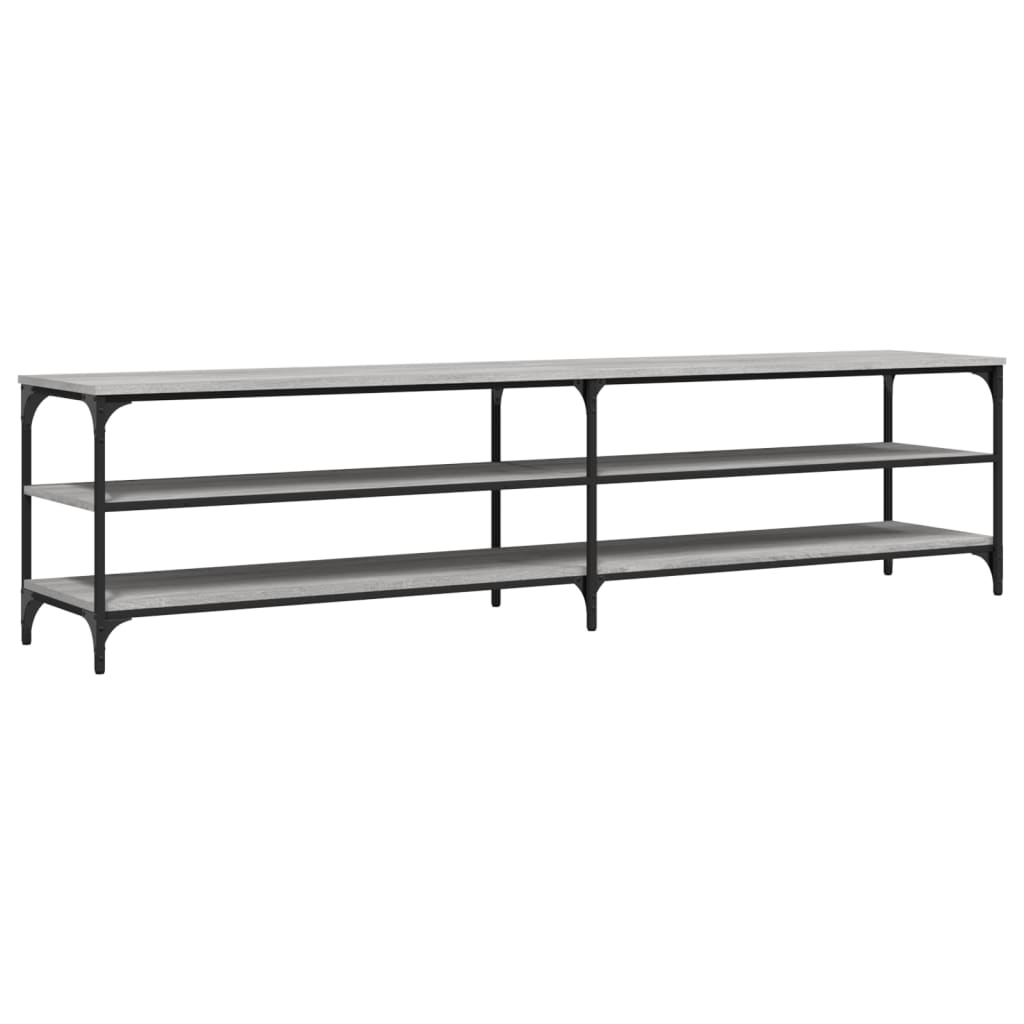 Tv-Meubel 200X30X50 Cm Bewerkt Hout Metaal Eiken Grijs sonoma