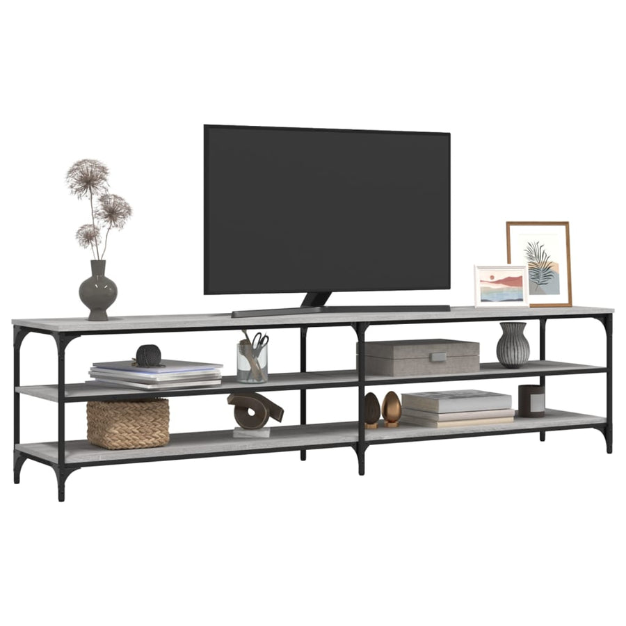 Tv-Meubel 200X30X50 Cm Bewerkt Hout Metaal Eiken Grijs sonoma