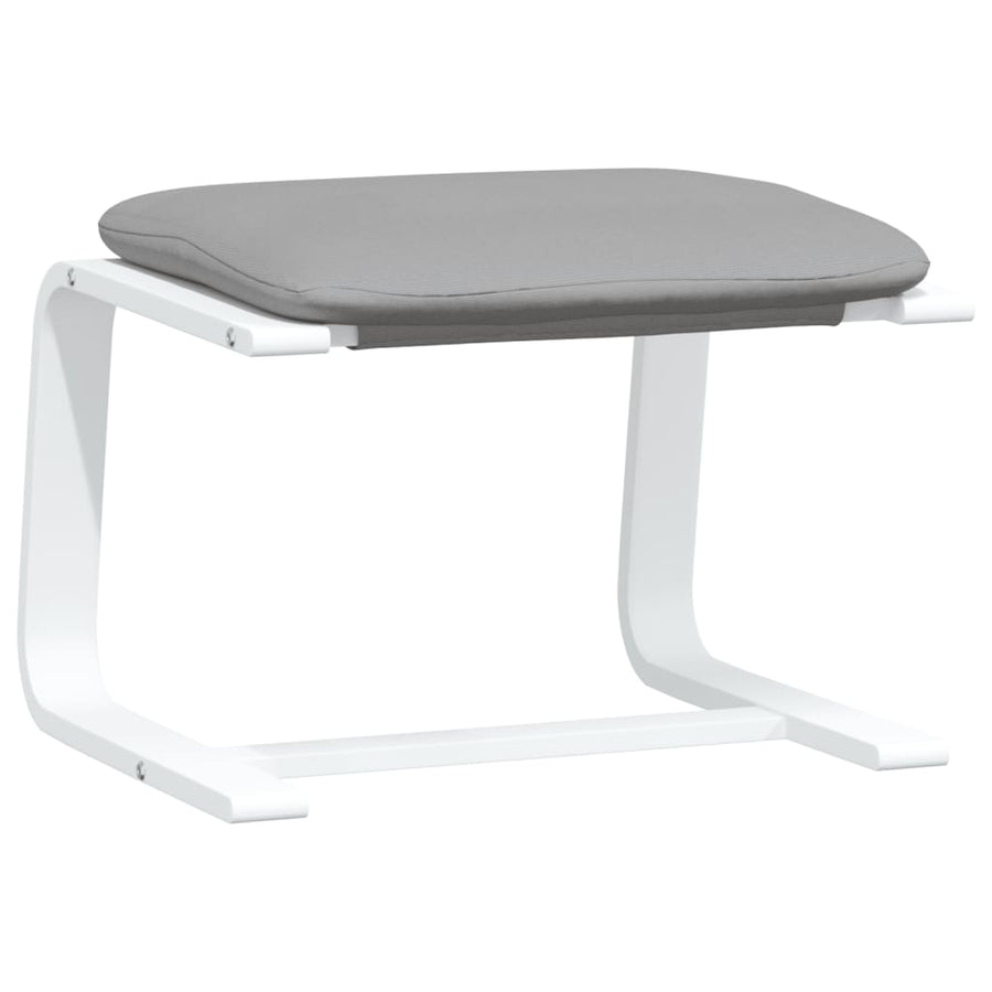 Voetenbank 51X41X40 Cm Stof Lichtgrijs en wit