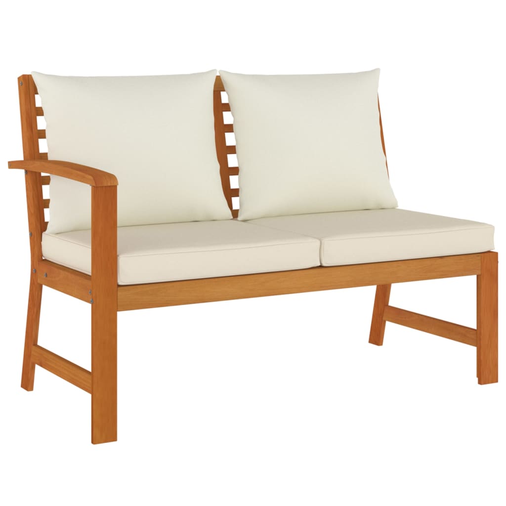 6-Delige Tuinset Met Kussens Massief Acaciahout Crèmewit 2x bench + corner + 2x footrest + table