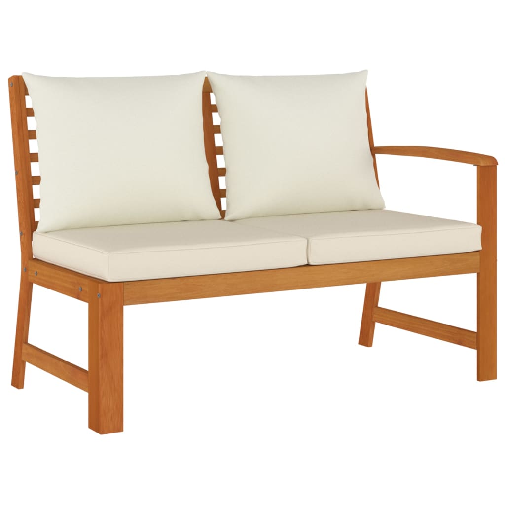 6-Delige Tuinset Met Kussens Massief Acaciahout Crèmewit 2x bench + corner + 2x footrest + table
