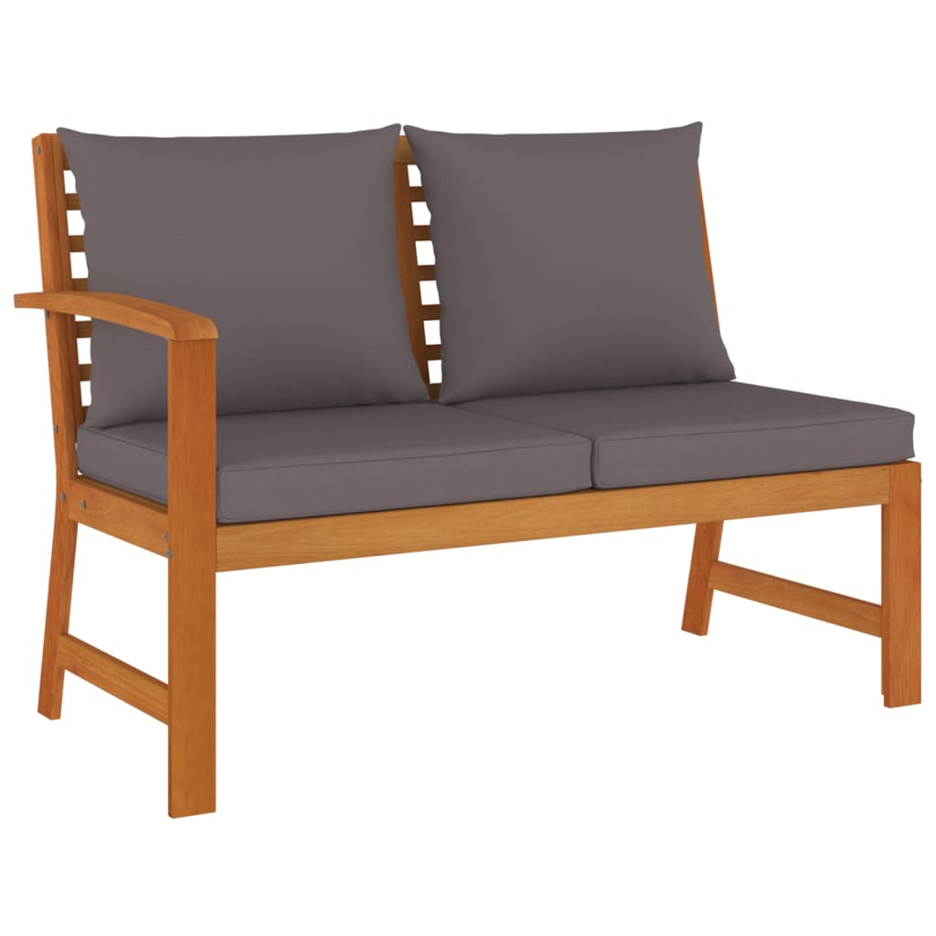 6-Delige Tuinset Met Kussens Massief Acaciahout Donkergrijs 2x bench + corner + 2x footrest + table