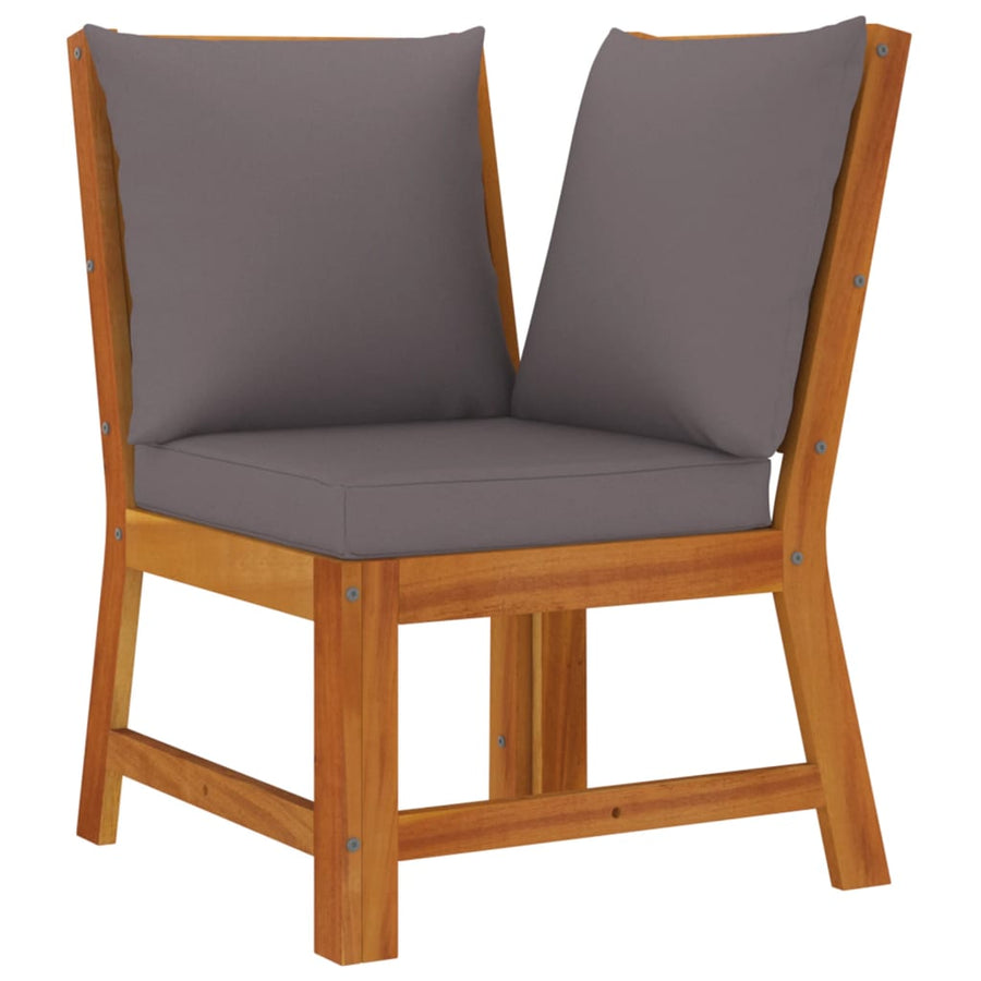 6-Delige Tuinset Met Kussens Massief Acaciahout Donkergrijs 2x bench + corner + 2x footrest + table