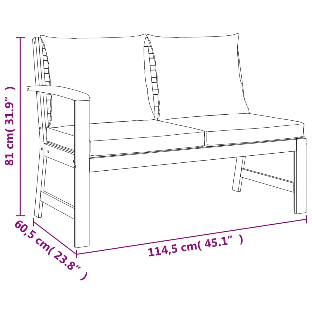 6-Delige Tuinset Met Kussens Massief Acaciahout Donkergrijs 2x bench + corner + 2x footrest + table
