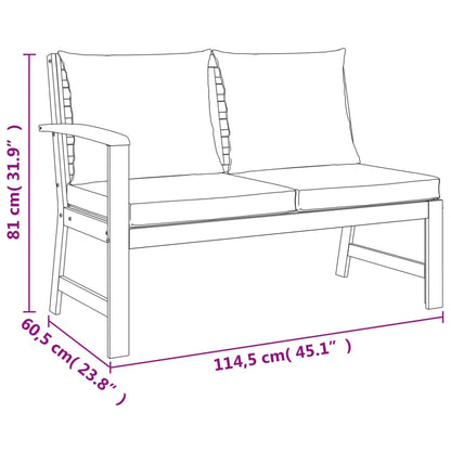 6-Delige Tuinset Met Kussens Massief Acaciahout Donkergrijs 2x bench + corner + 2x footrest + table