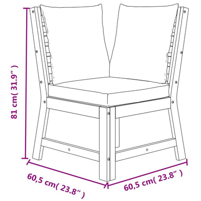 6-Delige Tuinset Met Kussens Massief Acaciahout Donkergrijs 2x bench + corner + 2x footrest + table