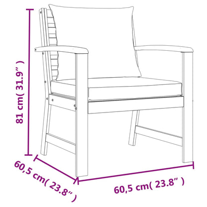 9-Delige Tuinset Met Kussens Massief Acaciahout Crèmewit bench + 2x chair + 4x footrest + 2x table
