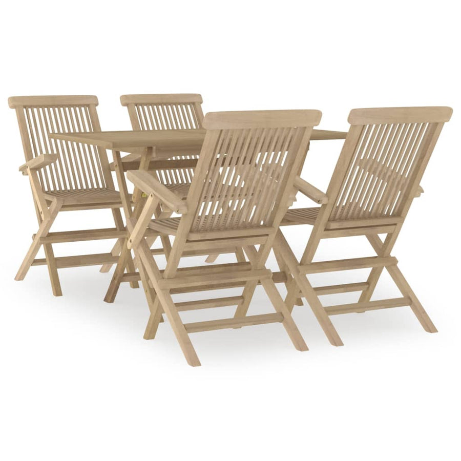 -Delige Tuinset Massief Teakhout Grijs 5