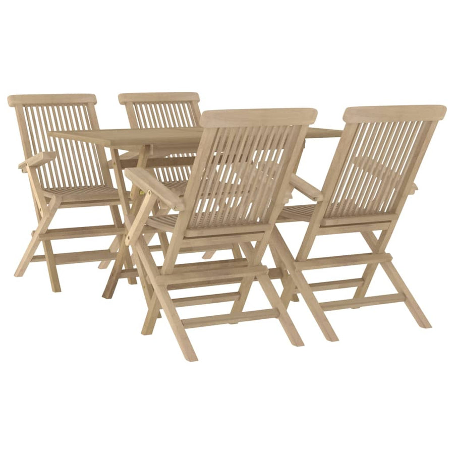-Delige Tuinset Massief Teakhout Grijs 5