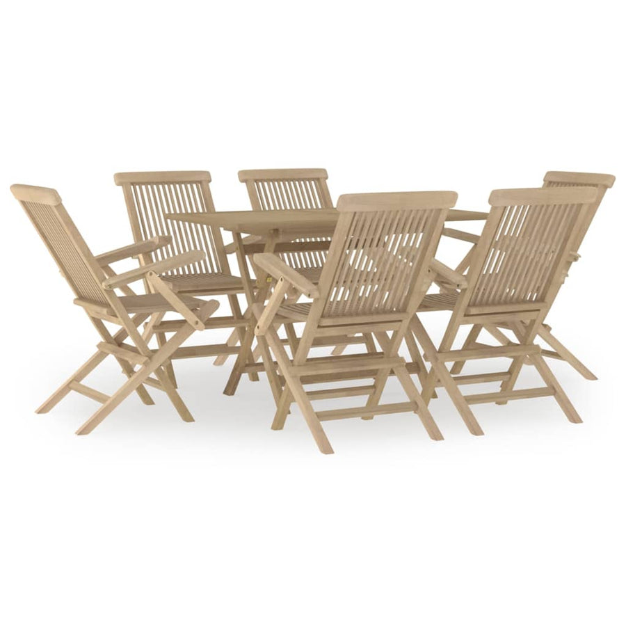 -Delige Tuinset Massief Teakhout Grijs 7