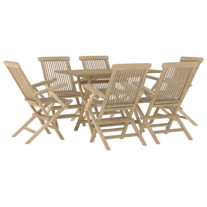 -Delige Tuinset Massief Teakhout Grijs 7