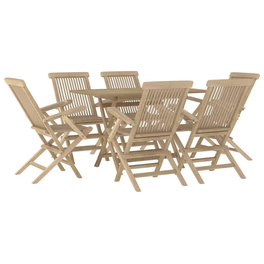 -Delige Tuinset Massief Teakhout Grijs 7