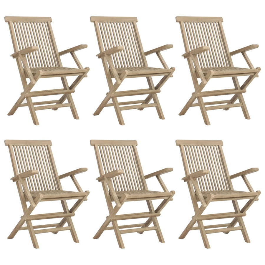 -Delige Tuinset Massief Teakhout Grijs 7