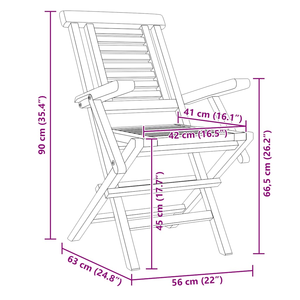 Tuinstoelen Inklapbaar 56X63X90 Cm Massief Teakhout 8
