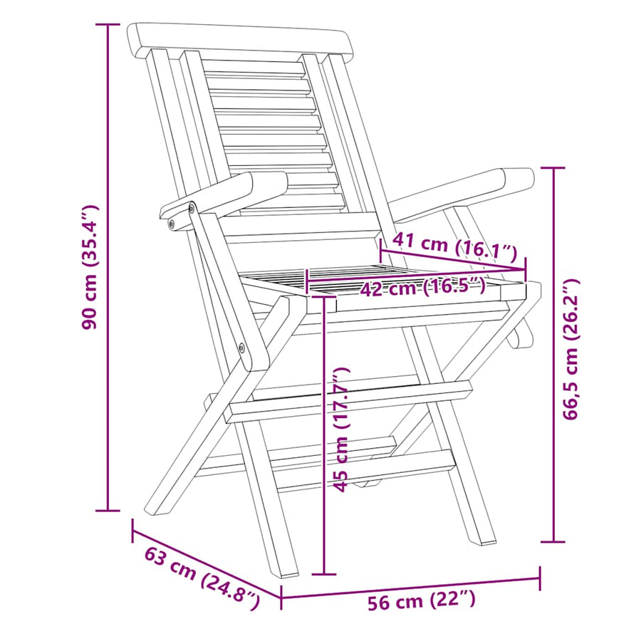 Tuinstoelen Inklapbaar 56X63X90 Cm Massief Teakhout 8