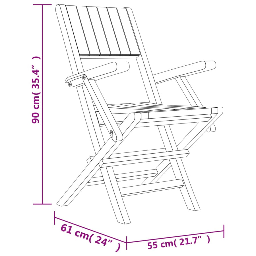 Tuinstoelen Inklapbaar 55X61X90 Cm Massief Teakhout 4 Met armleuning
