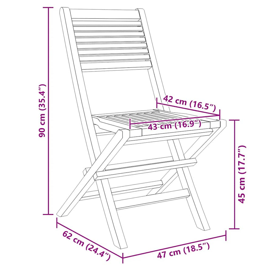Tuinstoelen Inklapbaar 47X62X90 Cm Massief Teakhout 6
