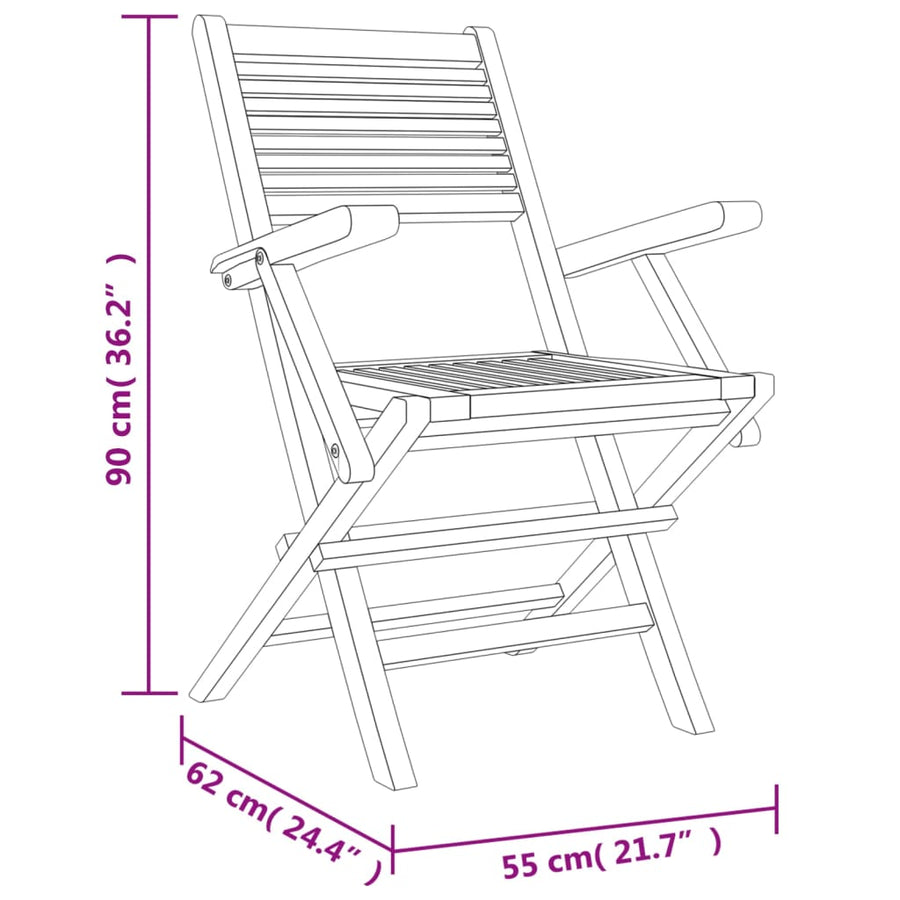 Tuinstoelen Inklapbaar 55X2X90 Cm Massief Teakhout 6 Met armleuning