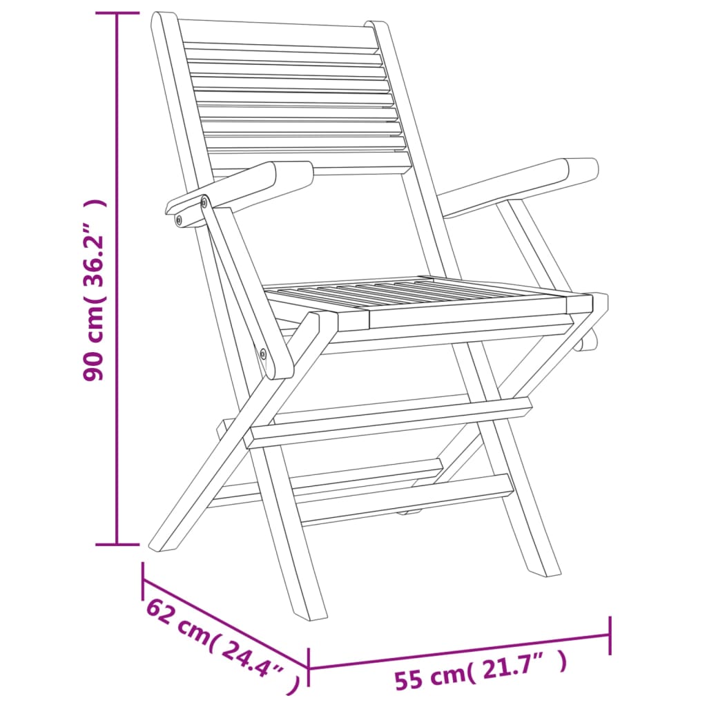 Tuinstoelen Inklapbaar 55X62X90 Cm Massief Teakhout 8 Met armleuning