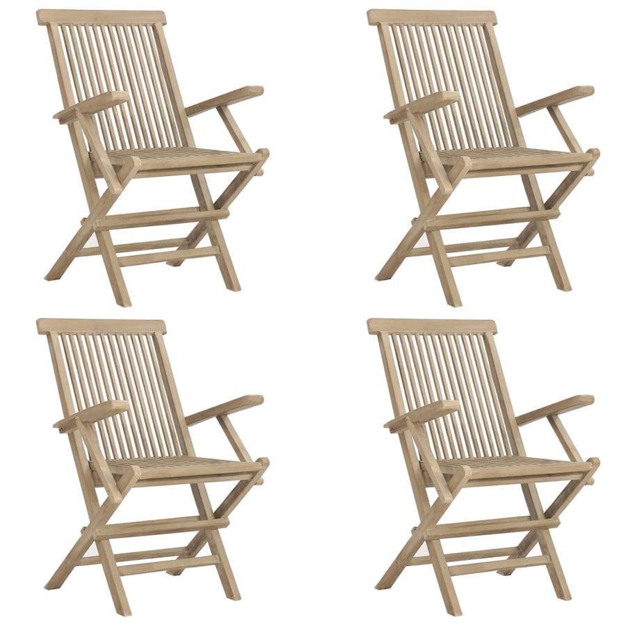 Tuinstoelen Inklapbaar 56X61X89 Cm Massief Teakhout Grijs 4