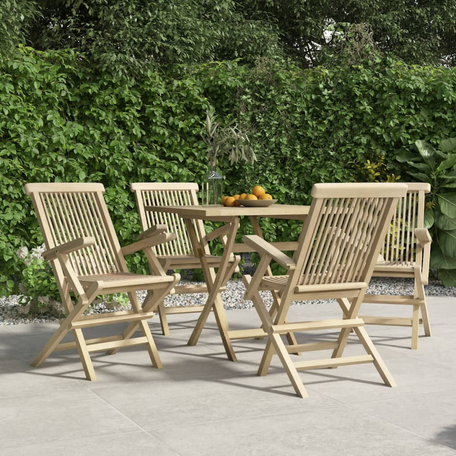 Tuinstoelen Inklapbaar 56X61X89 Cm Massief Teakhout Grijs 4