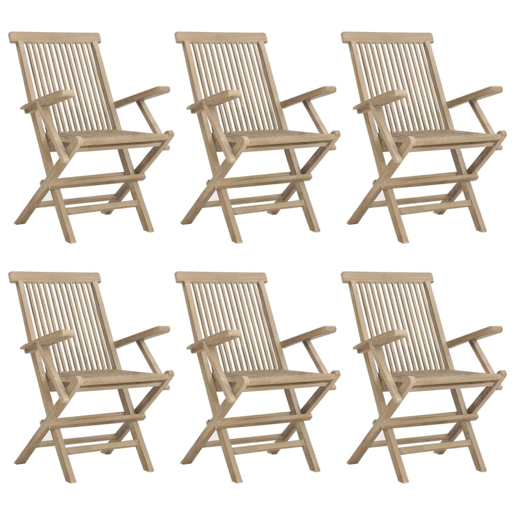 Tuinstoelen Inklapbaar 5X1X89 Cm Massief Teakhout Grijs 6