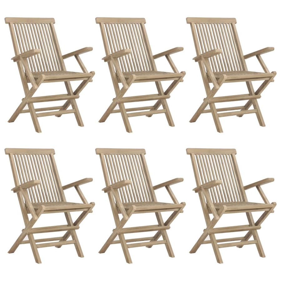 Tuinstoelen Inklapbaar 5X1X89 Cm Massief Teakhout Grijs 6