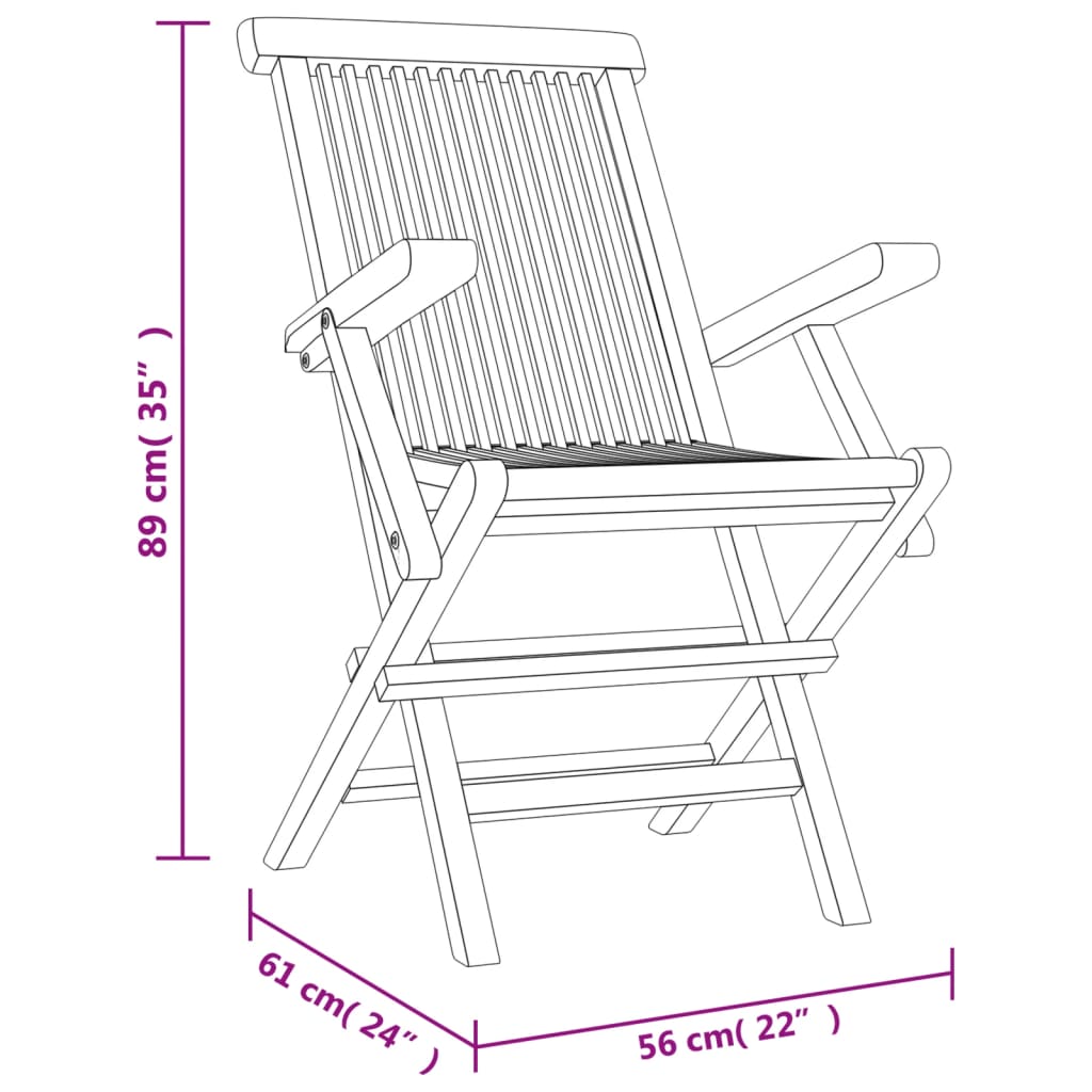 Tuinstoelen Inklapbaar 5X1X89 Cm Massief Teakhout Grijs 6