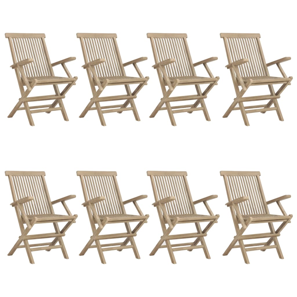 Tuinstoelen Inklapbaar 56X61X9 Cm Massief Teakhout Grijs 8