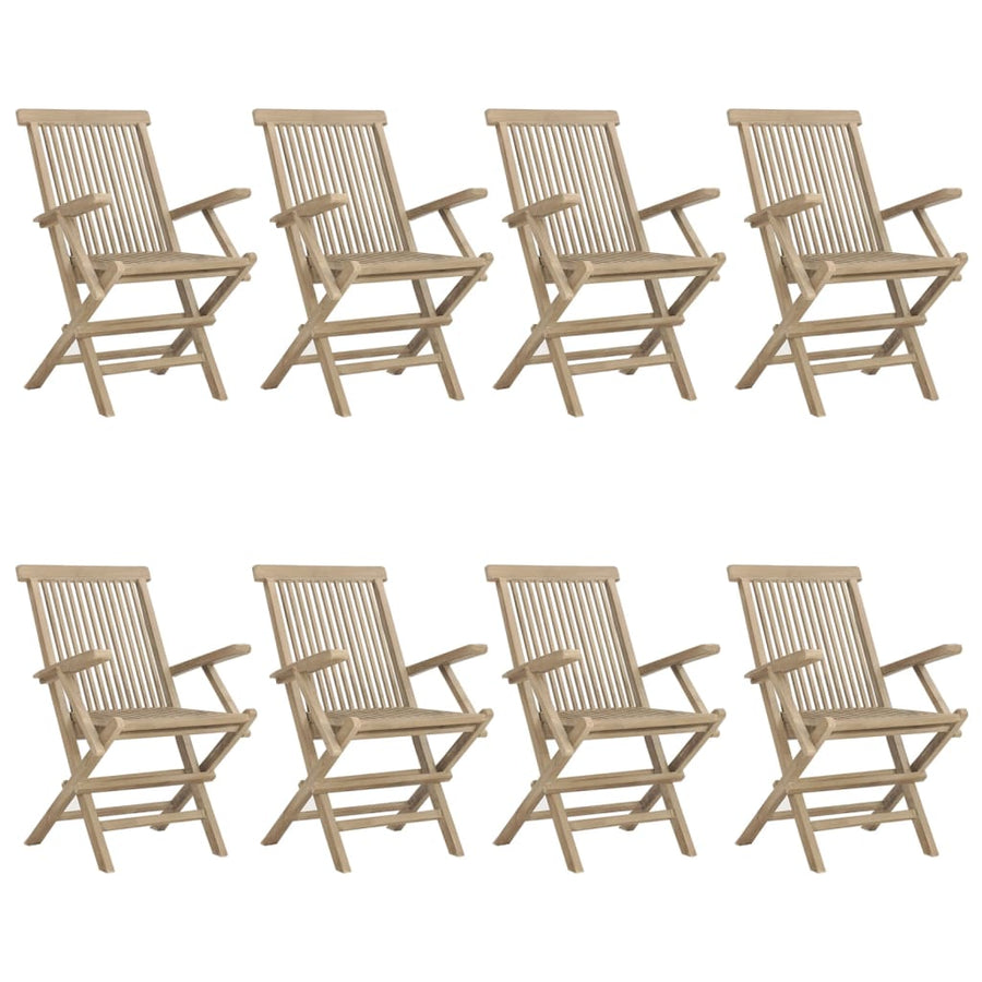 Tuinstoelen Inklapbaar 56X61X9 Cm Massief Teakhout Grijs 8