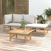 Loungeset 4-delig bamboe lichtgrijs