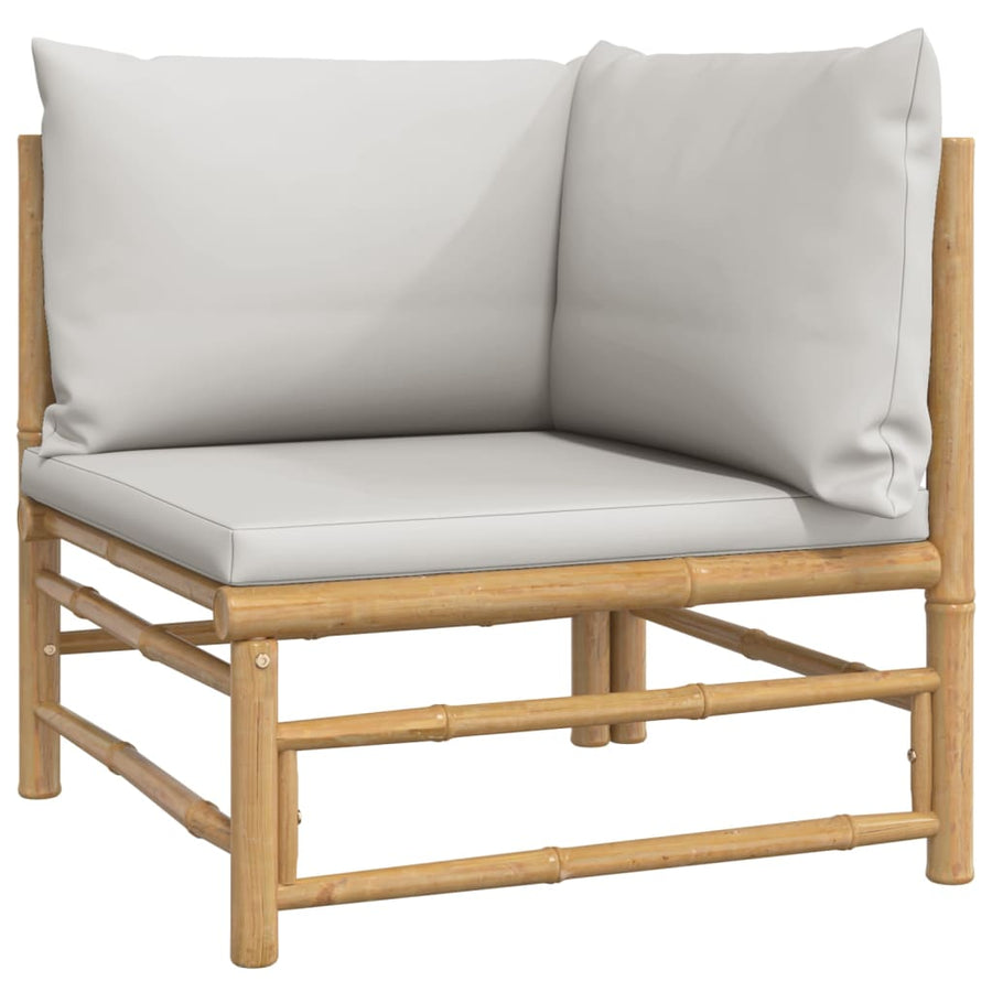 5-Delige Loungeset Met Kussens Bamboe Lichtgrijs 2x corner + 2x chair + table