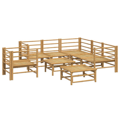 8-Delige Loungeset Met Kussens Bamboe Lichtgrijs 3x corner + 2x middle + chair + footrest + table