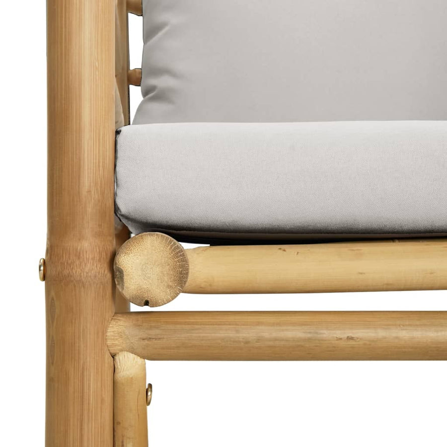 8-Delige Loungeset Met Kussens Bamboe Lichtgrijs 3x corner + 2x middle + chair + footrest + table