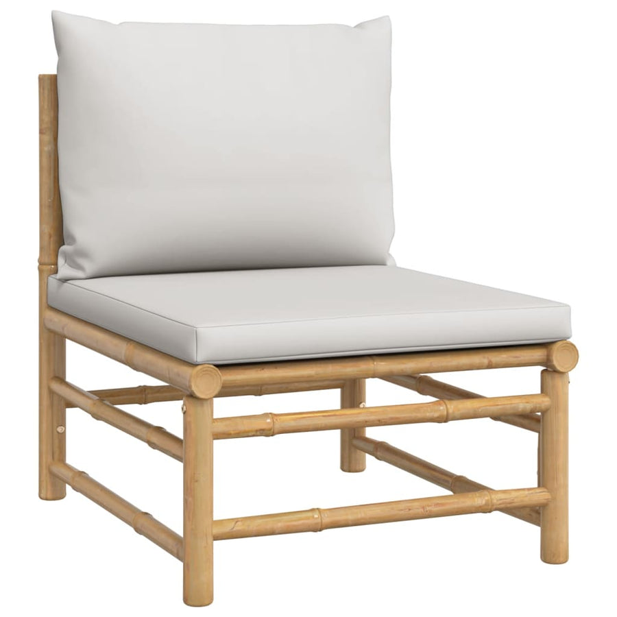 8-Delige Loungeset Met Kussens Bamboe Lichtgrijs 3x hoek + 3x midden + voetensteun + Tafel