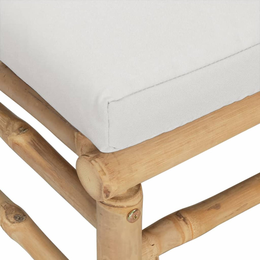 8-Delige Loungeset Met Kussens Bamboe Lichtgrijs 3x hoek + 3x midden + voetensteun + Tafel