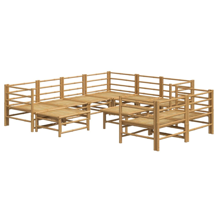 0-Delige Loungeset Met Lichtgrijze Kussens Bamboe Lichtgrijs 5x hoek + 3x midden + voetensteun + Tafel