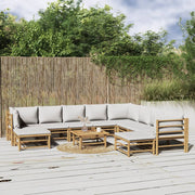 Loungeset 11-delig bamboe lichtgrijs