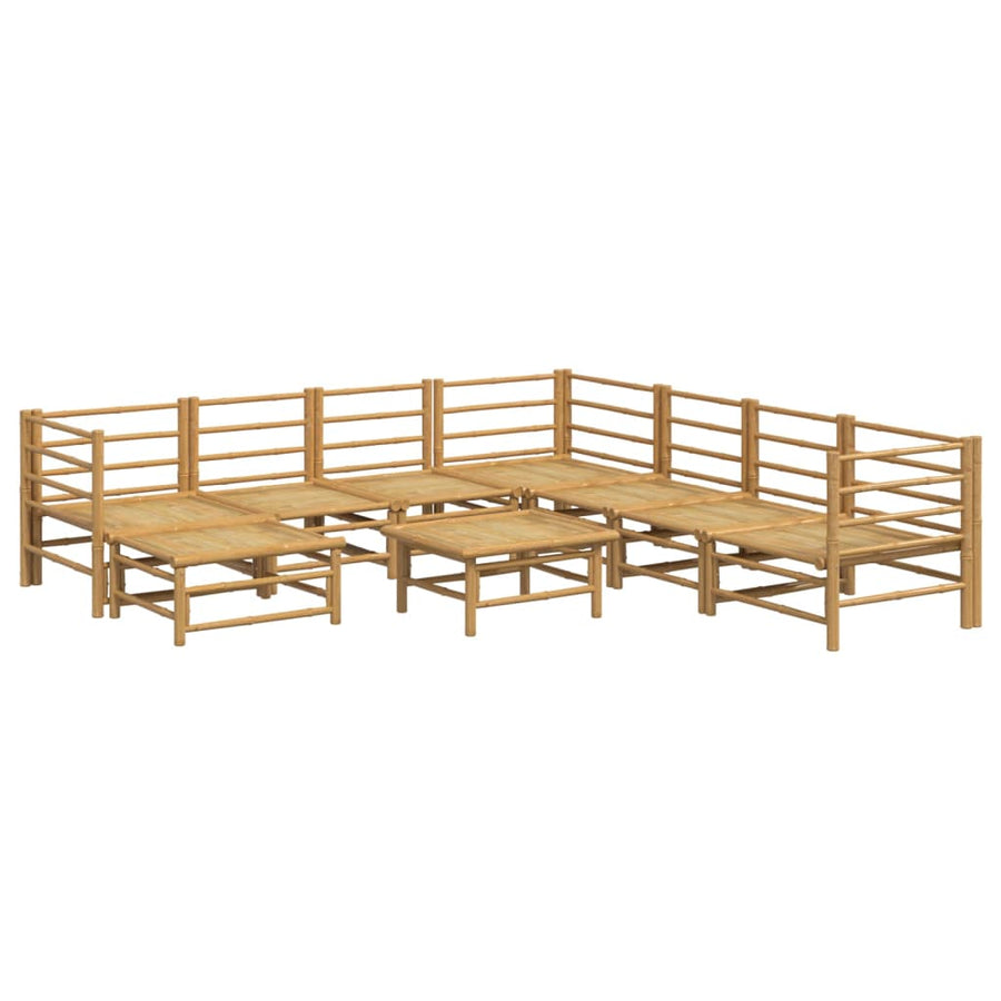 9-Delige Loungeset Met Kussens Bamboe Lichtgrijs 3x hoek + 4x midden + voetensteun + Tafel