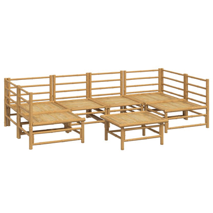 7-Delige Loungeset Met Lichtgrijze Kussens Bamboe Lichtgrijs 2x corner + 4x chair + table