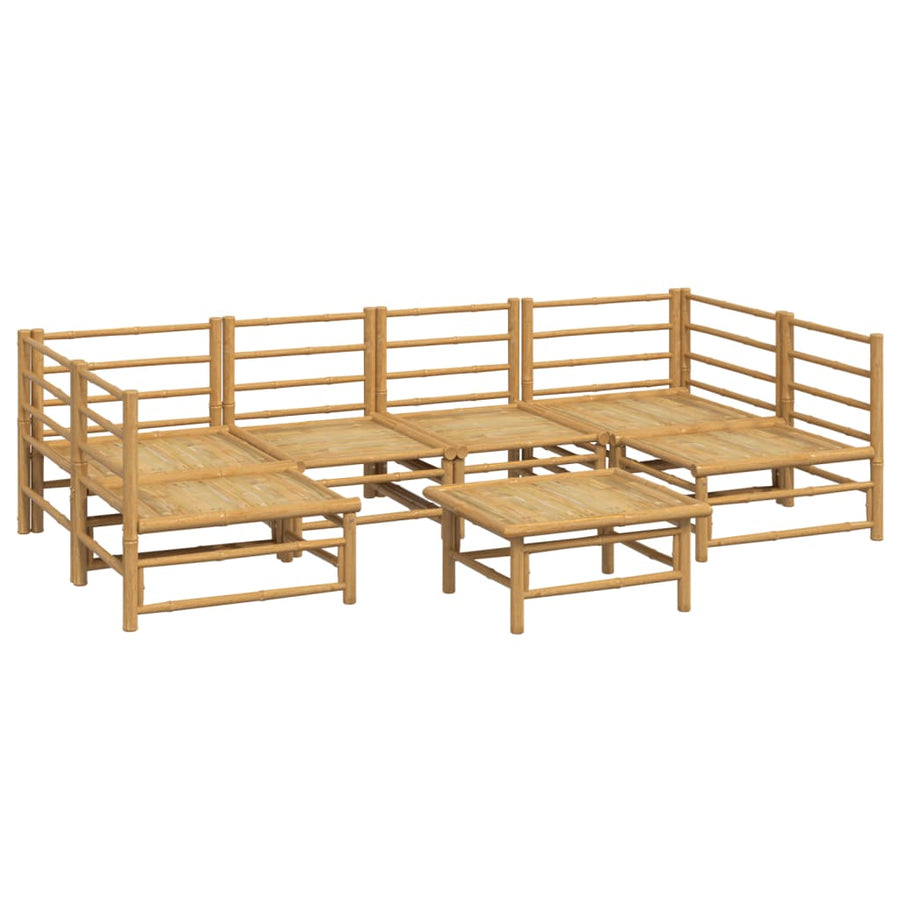 7-Delige Loungeset Met Lichtgrijze Kussens Bamboe Lichtgrijs 2x corner + 4x chair + table