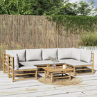 Loungeset 7-delig bamboe lichtgrijs