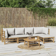 Loungeset 6-delig bamboe lichtgrijs
